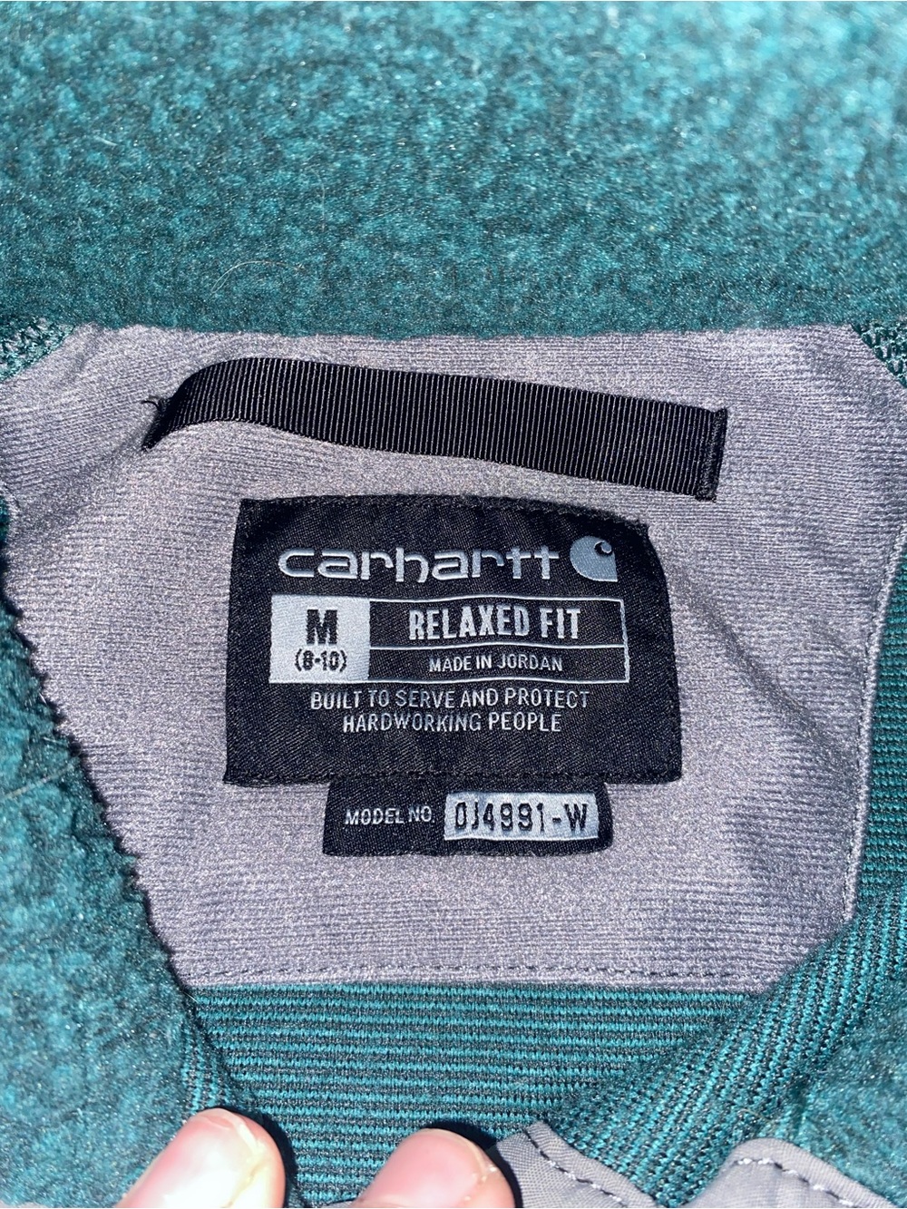 Carhartt Women’s Relaxed Fit Snap Pullover Sherpa Jacket M Green/Gray Pockets - Picture 4 of 5